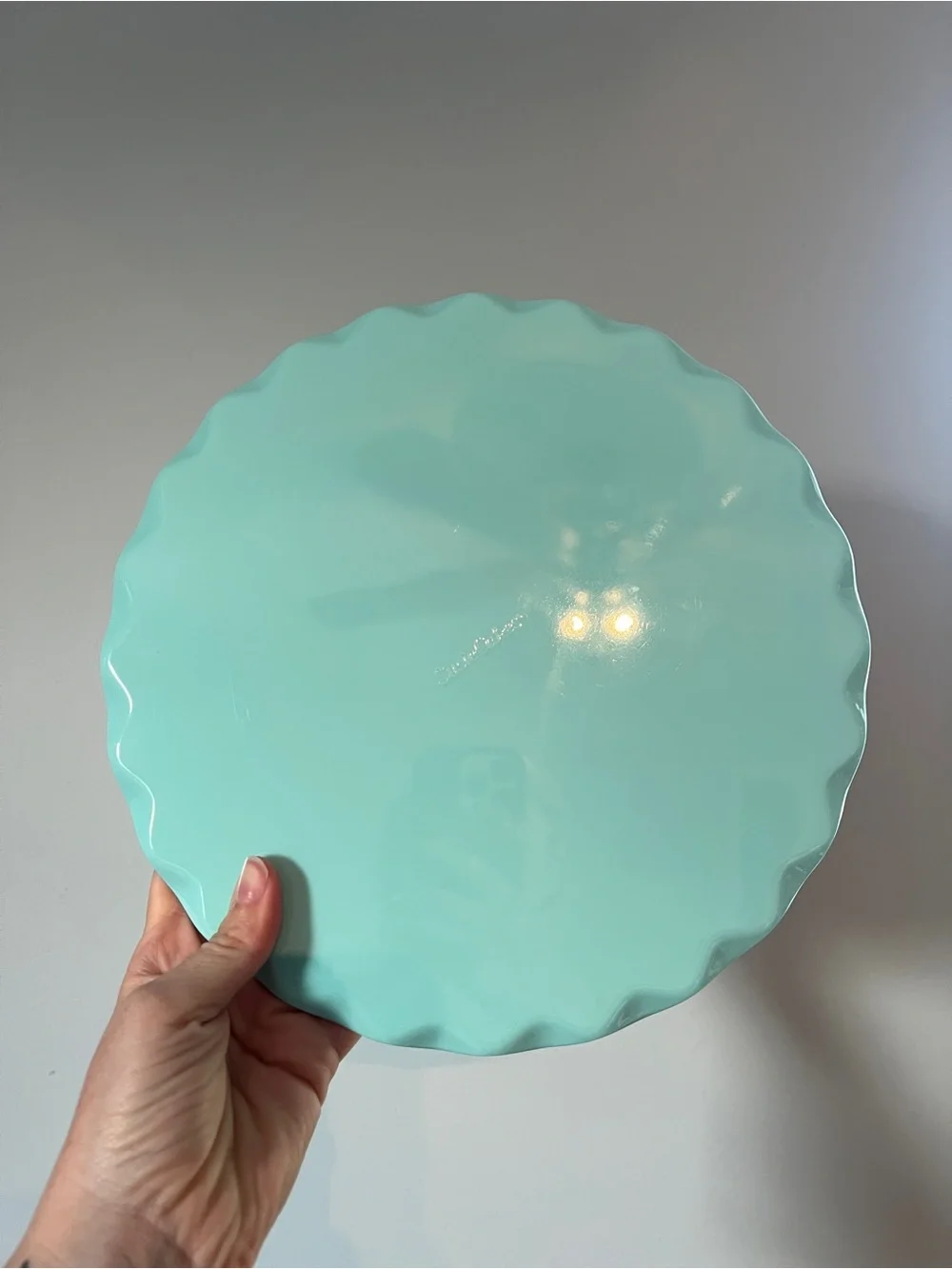 Round Scalloped Edge Serving Platter - Mint Blue